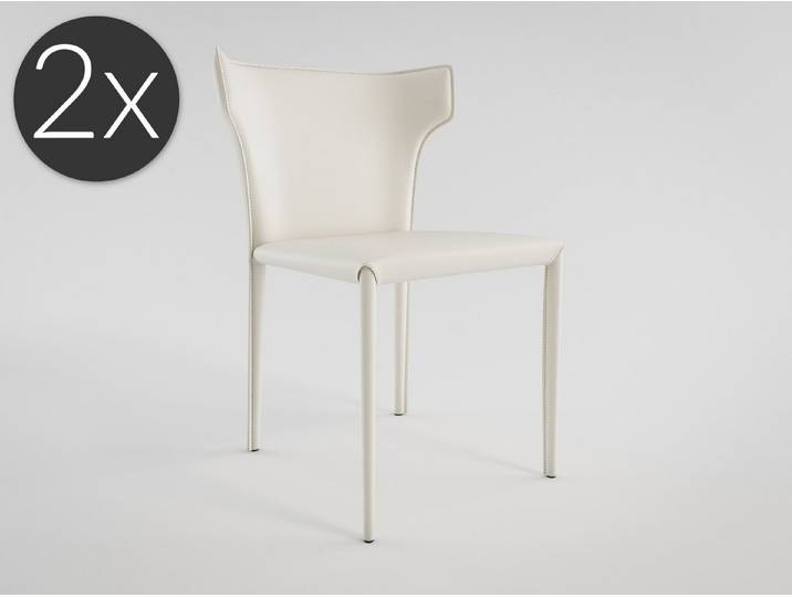 Magnolia Home Esszimmerstuhl 2er Set Esszimmerstuhl Design Küchenstuhl Vince Kunstleder creme Metal