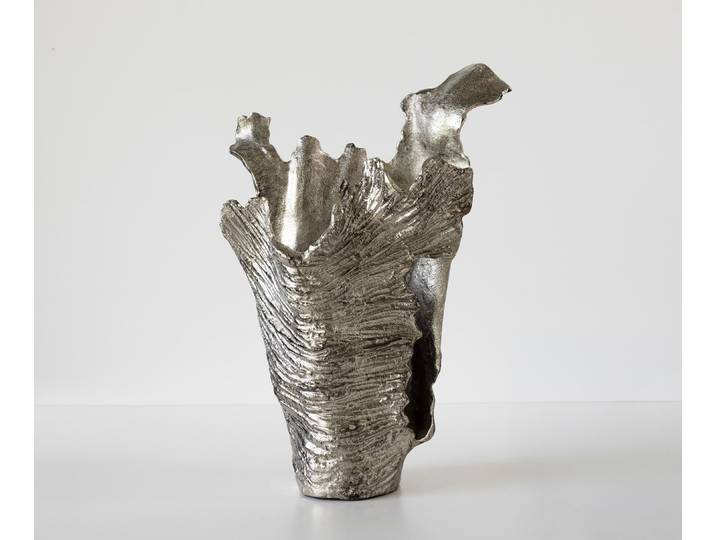 DELIFE Vase Corallo B43 x T24 x H61 cm Aluminium Platin Handgemacht, Wohnaccessoires