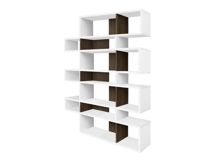 Regal London-506, Temahome, weiss/nussbaumfarbig, Holz