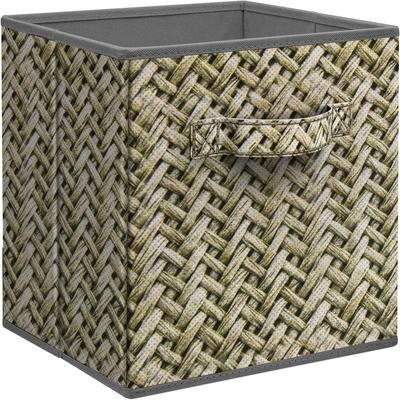 Sorbus Foldable Storage Cube Basket Bin (4 Pack, Woven Print - Gray)