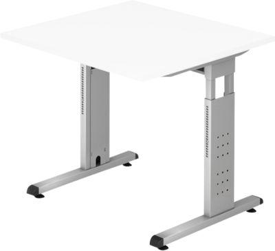 Schreibtisch ULM, C-Fuß, Rechteck, B 800 x T 800 x H 650-850 mm, weiß