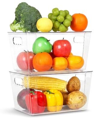 Cheer Collection Clear Stackable Storage Bins with Open-Front Access, Lids and Handles, Set of 2 - Set of 2