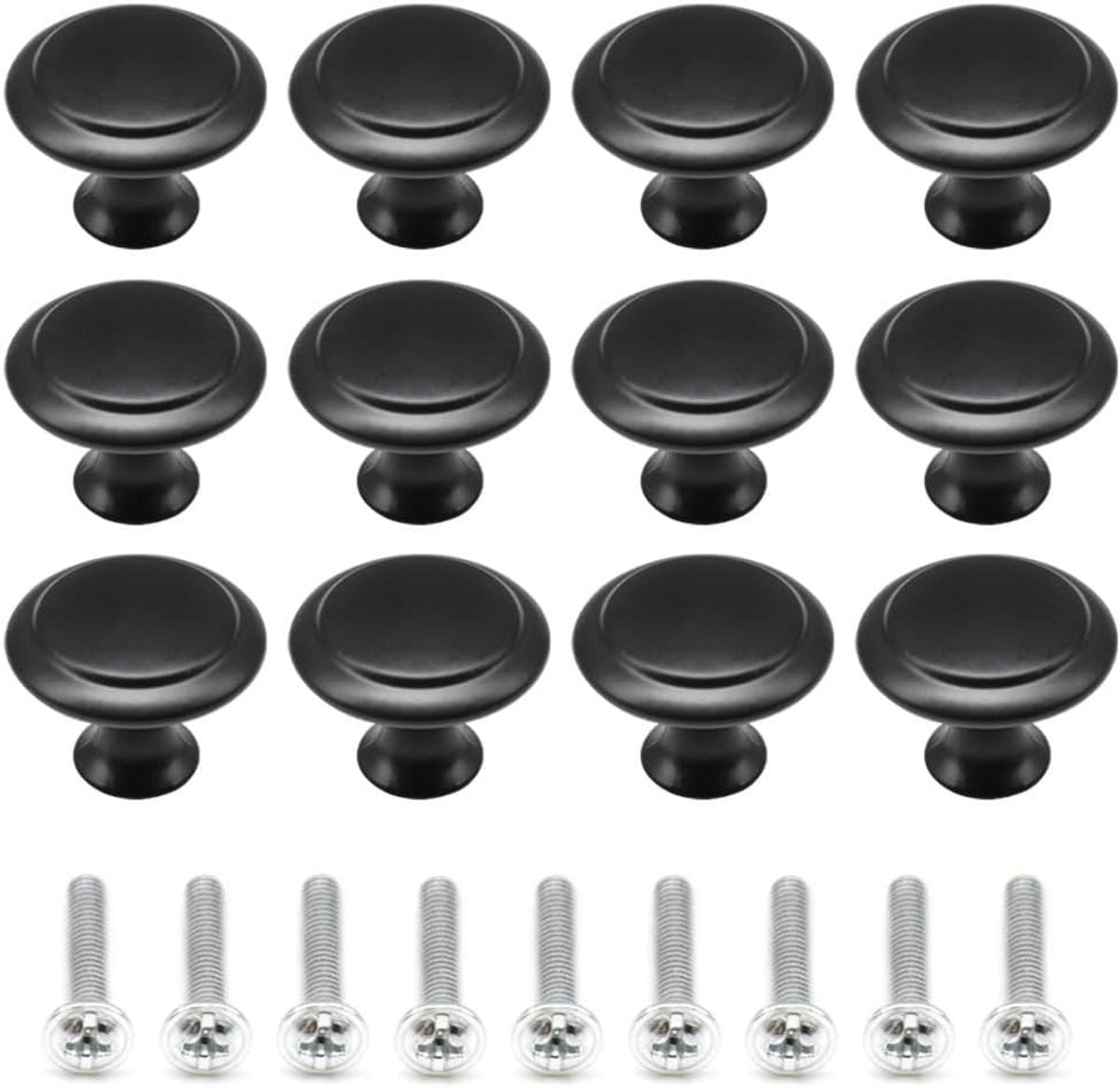 12x Zwarte Ronde Kastknoppen Meubelgrepen voor Keuken, Lade en Commode (30mm)