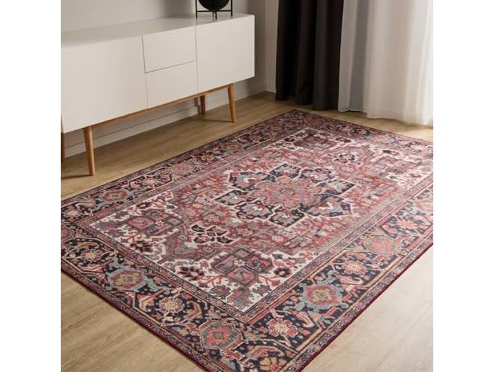 benuta Basic Waschbarer Teppich George - Multicolor 80x150 cm - Kunstfaser - Rechteckig & im Style: Vintage, Elegant, Retro - Pflegeleicht für Wohnzimmer Schlafzimmer