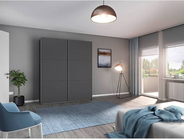 Armoire à portes coulissantes Aurelio 175cm Gris/Gris métallisé Basic