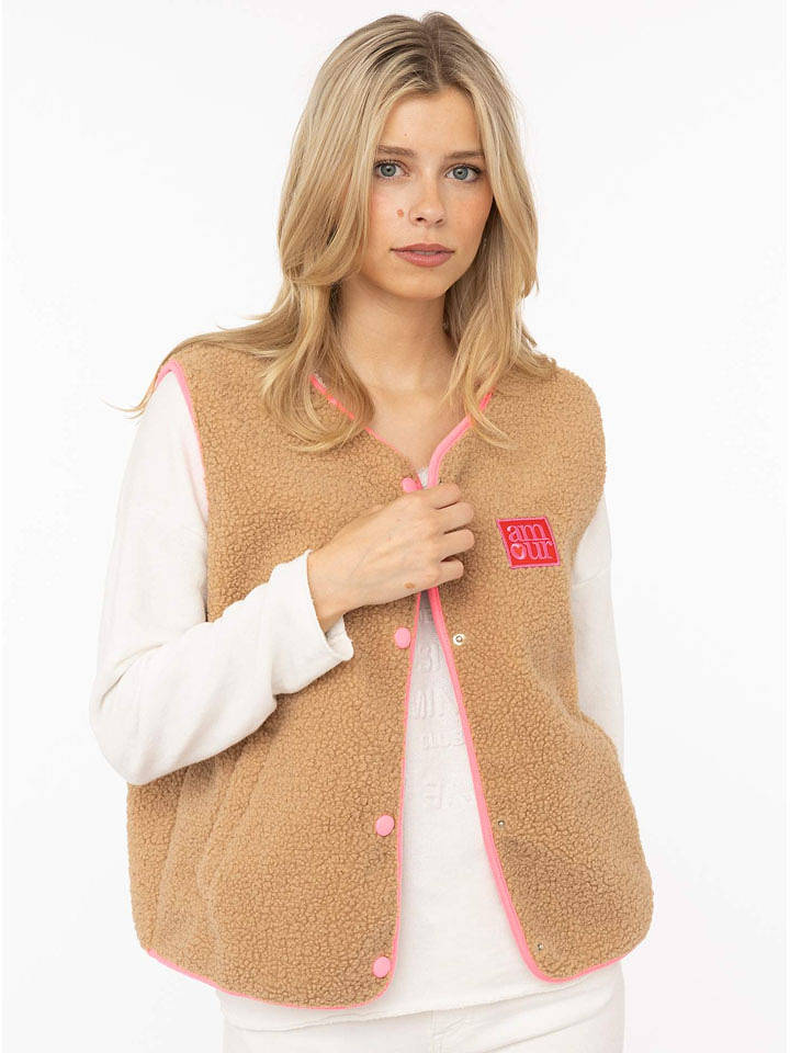 Zwillingsherz Teddyweste in Beige - XL