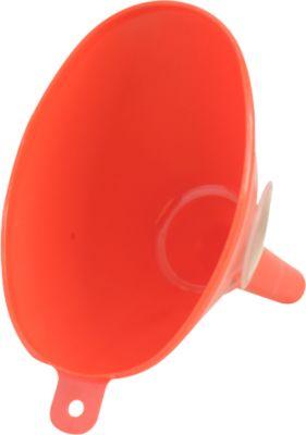 Hünersdorff Trichter, mit Entlüftungsrippe und Edelstahl-Sieb, Polyethylen (HD-PE), 660 ml, rot