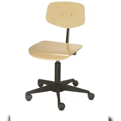 PROREGAL Spindelstuhl Arlington, kleiner pendelnder Rückenlehne, Sitzhöhe 40-53cm, Buche, Stahl-Fußkreuz, Kunststoffabdeckung, Rollen
