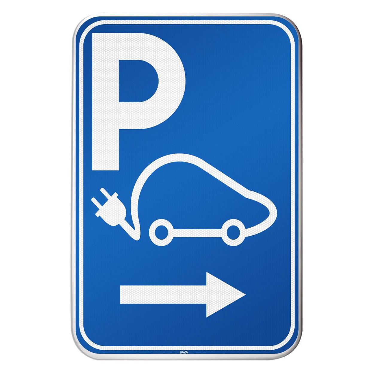 Brady Parkschild für Elektrofahrzeuge - Parkplatz für das Aufladen Ihres Elektroautos reserviert - nach re (I/EVP5/RFLB-400X600-1)