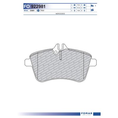 FOMAR FRICTION Bremsbelagsatz, Scheibenbremse fo922981 für Mercedes