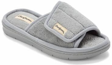 Women's Mickey Terry Adjustable Slide by Dearfoams in Sleet (Size L M)