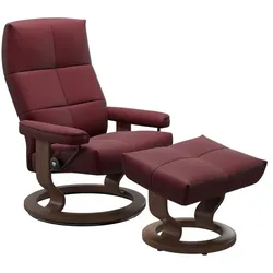 Stressless Sessel mit Hocker David Classic Leder Rot Batick Bordeaux L (Large)