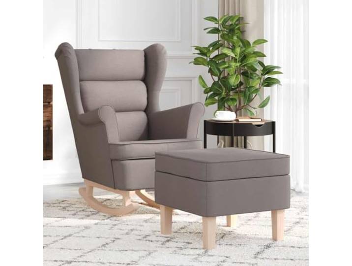 NLQMSU Schaukelstuhl mit Fußstütze, Taupe, Polyestergewebe Gepolsterter Sitz, fließendes Schaukeln, integrierte Fußstütze, für Wohnzimmer, Schlafzimmer, Büro, einfache Reinigung