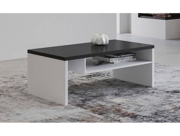 Couchtisch GOODPRODUCT Cross, Breite 120 cm, moderner Sofatisch für Wohnzimmer , schwarz-weiss (wiess, schwarz), B:120cm H:45cm T:60cm, Tische, Couchtisch, Tisch mit offenem Fachboden