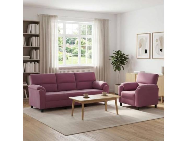 Sofa-Set 2 Stück Lila Samt Metallrahmen Kissenrücken Design,konische Beine,Metallgestell,Samt Oberfläche,Wohnzimmer