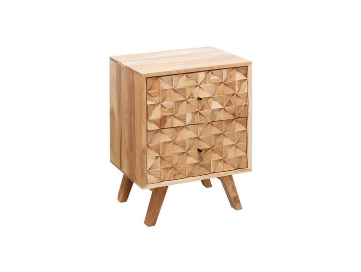 Mid.you Nachtschrank Skyport Rewa, Akazie, Holz, Akazie, massiv, 2 Schublade(n) Schubladen, 44x61x35 cm, Schlafzimmer, Nachttische