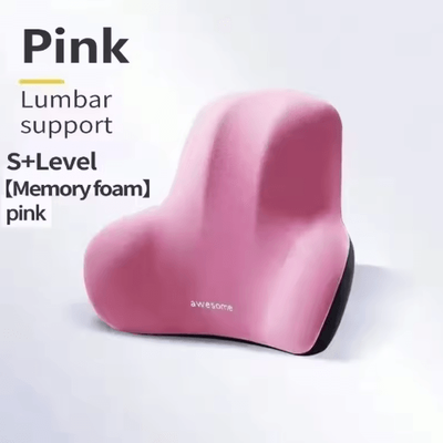 Inspire Picks Memory Foam Lumbar Back Cushion For Car, Office & Gaming Chairs pink 43x10x34cm