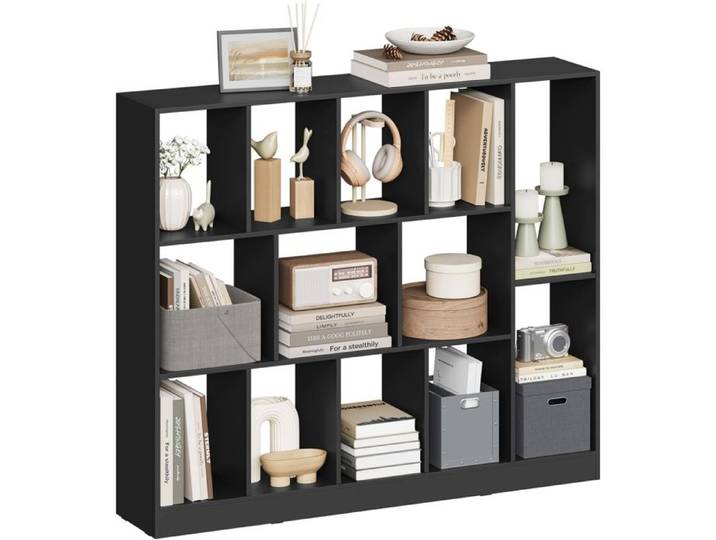 WOLTU Bibliothèque à 13 Cubes Modulable Étagère de Rangement Bois pour Livres & Déco Pose Verticale ou Horizontale Noir