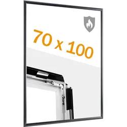 Brandschutzrahmen 70 x 100 mit B1-Zertifizierung schwarz | mit PET Deckelblatt, Aluminium