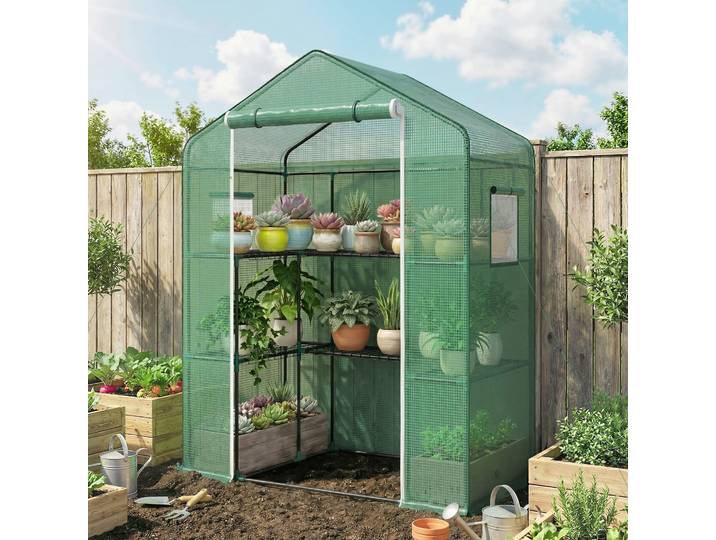 Outsunny Serre U 2 Étagères PE 140x73x190cm Légumes