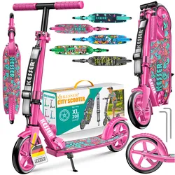 KESSER® Scooter Roller Kinderroller Cityroller Tretroller Kickroller klappbar höhenverstellbar, Kickscooter bis 100kg, Hinterradbremse, rutschfeste Trittfläche, bis 185cm Körpergröße, inkl. Tragegurt