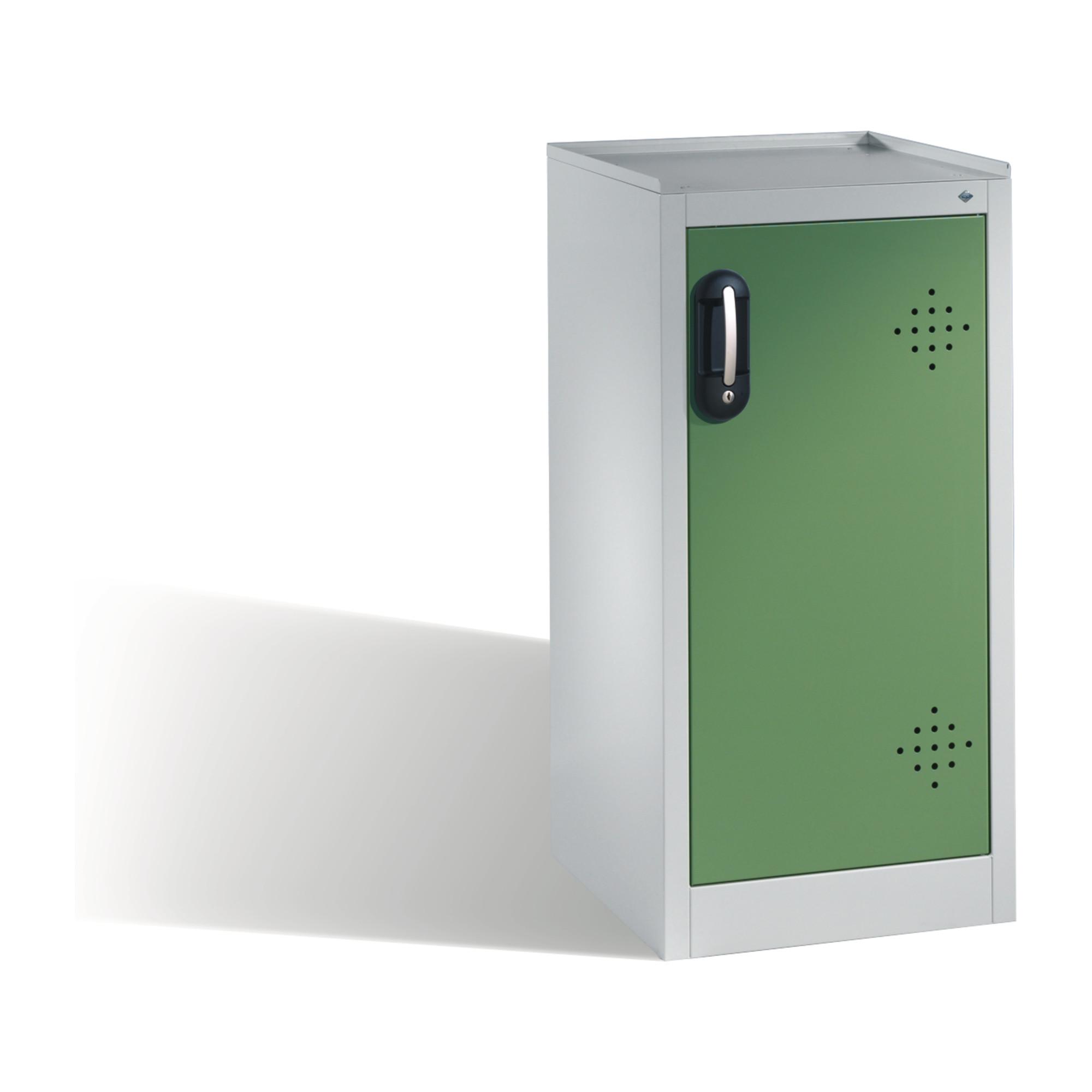 C+P Umwelt-Beistellschrank mit Drehtür, 2 Wannenböden, H1020xB500xT500mm Front Resedagrün Korpus Lichtgrau ; C + P Möbelsysteme (8721-315|S10140)