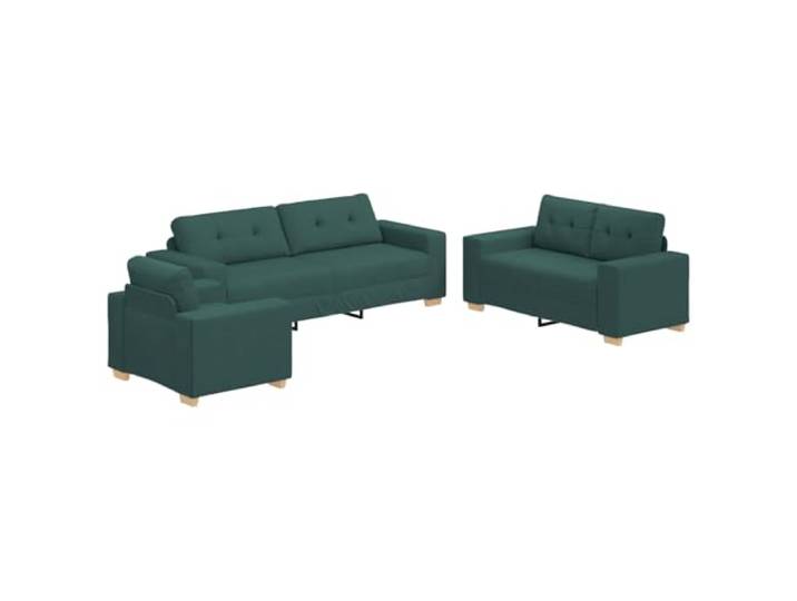 KKgypkn Sofa Set 3 pcs Dunkelgrün Leinenmischgewebe 3-Sitzer, 2-Sitzer und Sessel, breite Armlehnen, stabiles Metall-Sperrholzgestell, Wohnzimmer
