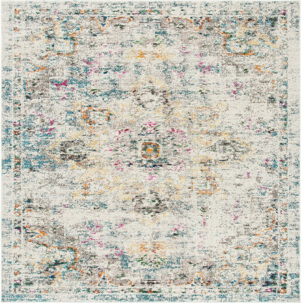 Mistana Bazzinotti Oriental Cotton Area Rug Gray Square 201 cm