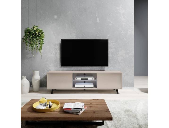 Meuble TV - SELSEY - LEFYR - 140 cm - Taupe (gris-beige) - Scandinave