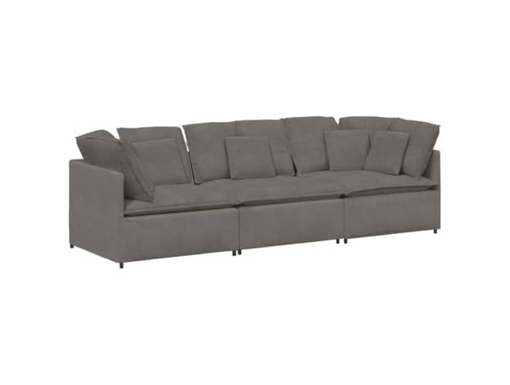 KUTYWEXFM Modulares Sofa 3er Set Ecksofa Cordstoff Hellgrau mit Kissen Flexibles Baukastensystem für Ihr Wohnzimmer: Weicher Cordstoff, stabiler Metallrahmen und inkludierten Kissen für Komfort.