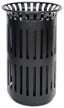Lancaster Home Commercial Outdoor Slatted Steel Trash Can with Inner Bin