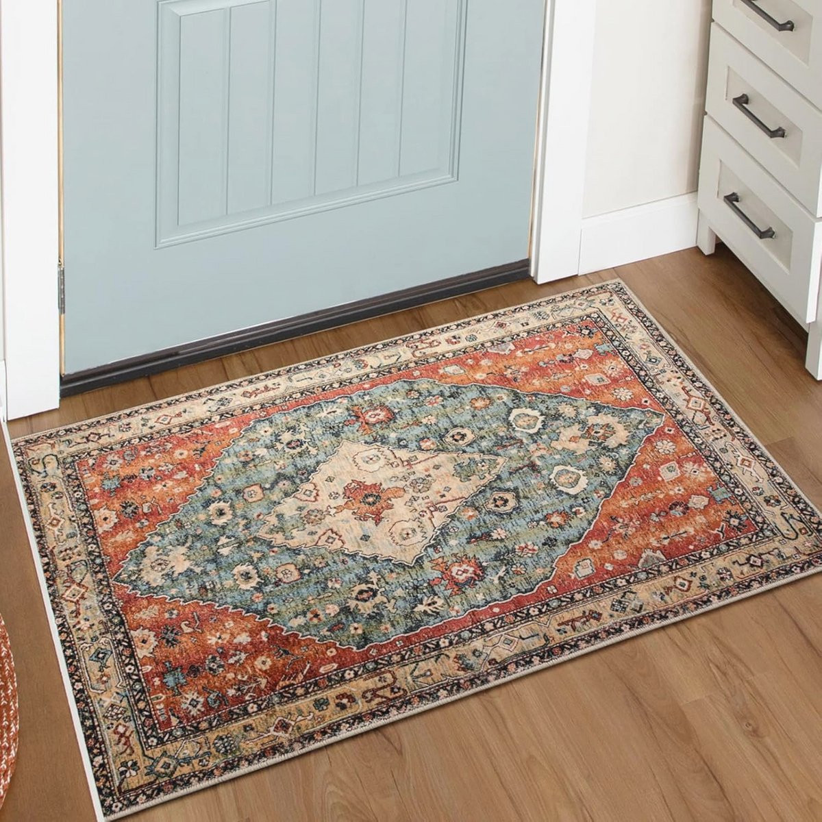 Boho Tribal Vloerkleed 2x3 m - Wasbaar Laagpolig Antislip Vloertapijt voor Binnen
