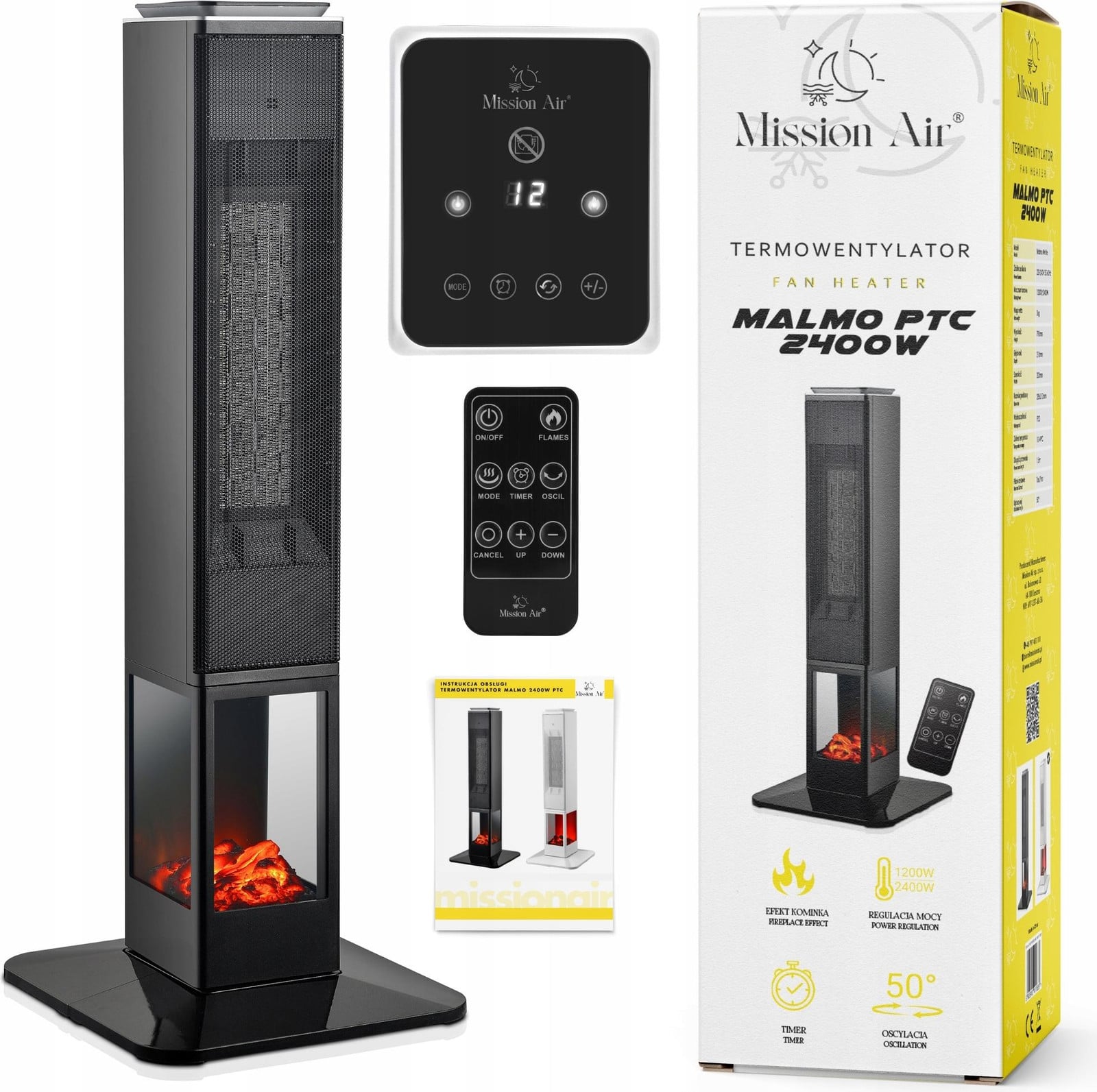 Mission Air MALMO 2400W kolomradiator, zwart