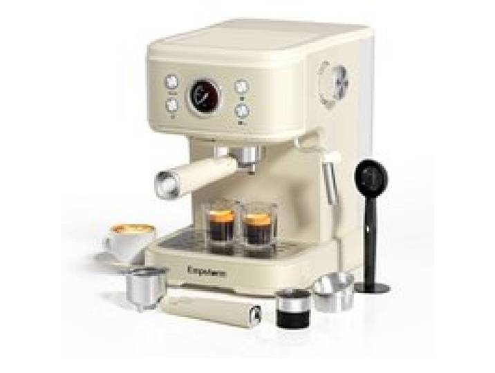 Zitty Machine à Café 20Bar 2-en-1 Capsules & Poudre Aluminium Inox 1500CC Blanc PID