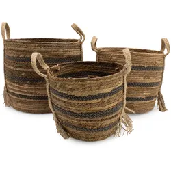 Bananna Leaf & Seagrass Large Baskets - Natural Browns- Set of 3
