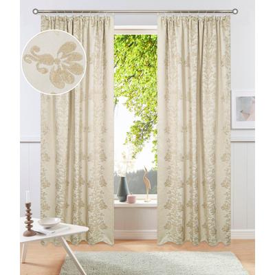 Verdunkelungsvorhang OTTO HOME "Mannfred", creme, B:130cm H:225cm, Polyester, Gardinen, Blickdicht, barockem Muster, Pflegeleicht, Kräuselband- Aufhängung