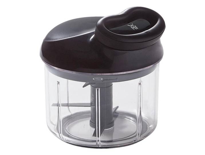 WMF Universalzerkleinerer Gourmet, Schwarz, Transparent, Metall, Kunststoff, 900 ml, 14 cm, rutschfeste Gummifüße, Küchenzubehör, Küchenhelfer, Multizerkleinerer