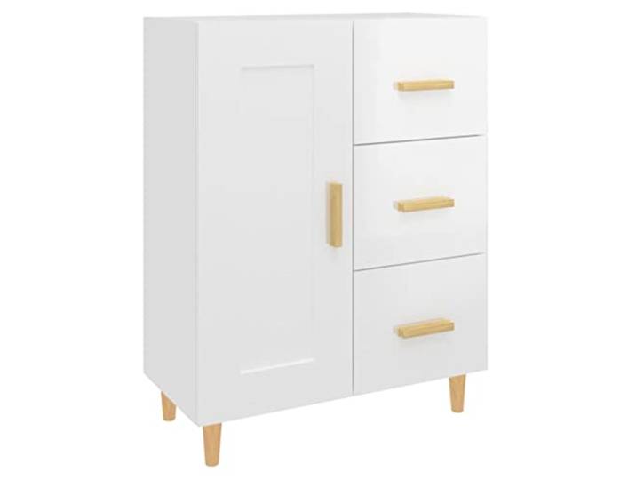 GHVBNMF Sideboard Hochglanz-Weiß 69,5x34x90 cm Holzwerkstoff Eleganter Beistellschrank mit Fächern und Schubladen fürs Wohnzimmer. Robuste Oberplatte für Ihre Dekoration.
