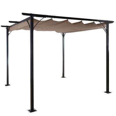 Décoshop26 - Pergola mit Schiebedach Gartenpavillon stabile 6 cm Konstruktion + Schiebedach 3 x 3 m taupebraun 04_0004115 04_0004115