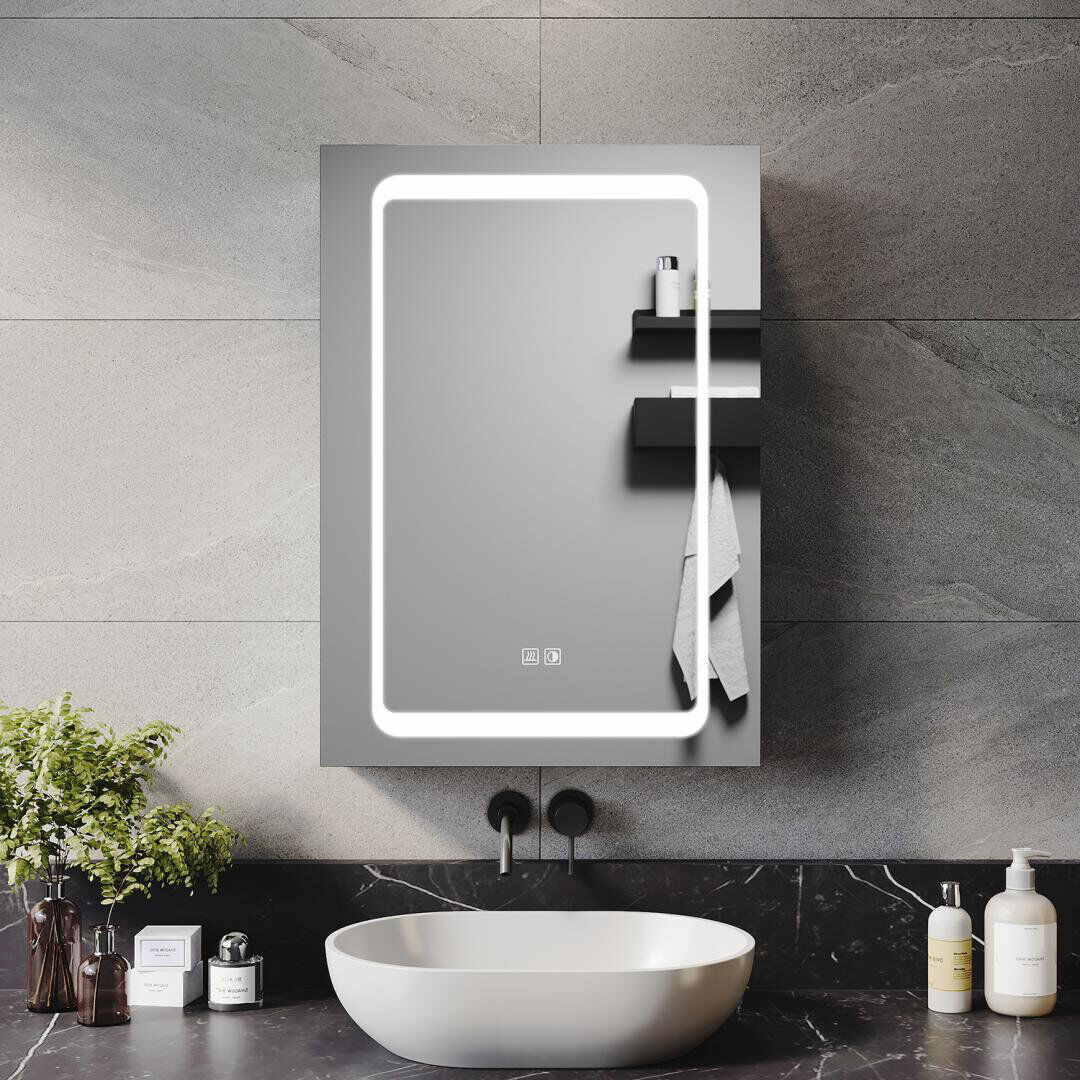 Metro Dawnetta Mirrored Bathroom Cabinets with Mirror and 2 Adjustable Shelves Chrome 700mm H