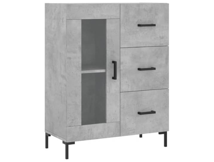 GHVBNMF Sideboard Betongrau 69,5x34x90 cm Kommode mit Glastür & Schubladen Stilvoller Beistellschrank in Beton-Optik für Wohnzimmer & Flur. Bietet geschützten Stauraum & stabile Metallfüße.