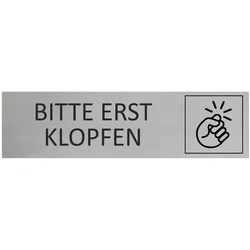 CombiCraft Aluminium Türschild Erst Klopfen 165x45mm mit 3M-Tape