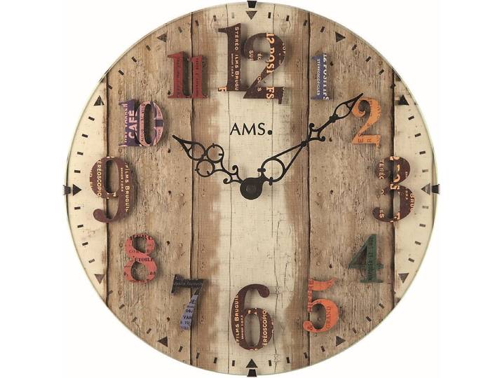 AMS W9423 - Wandklok - Analoog - Mineraal glas - Bruin