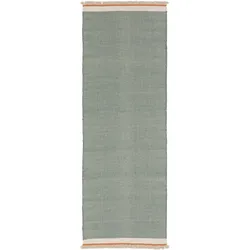 benuta Pop Wollteppich Läufer für Flur Karla Mint 70x200 cm - Naturfaserteppich aus Wolle