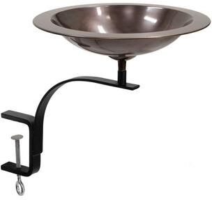 Achla Designs Classic II Birdbath w/Rail Mount Bracket, 19 Inch Long, Antique Copper