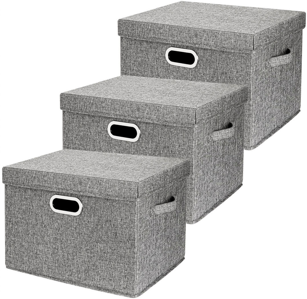 Ebern Designs Fabric Decorative Bin Grey