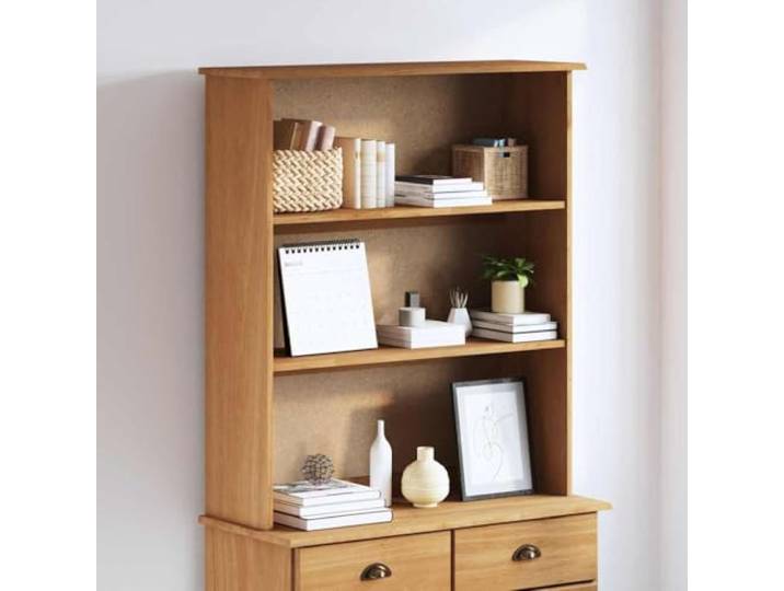 HEFZGDB Robustes Kiefernholz Sideboard mit Stauraum: Modernes Sideboard für Wohnzimmer und Home Office aus massivem Kiefernholz mit großen Regalen und Fächern