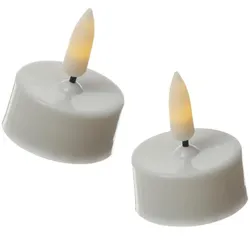 441 LED Teelichter mit Batterien Timer flackernd D: 3,8cm weiß 2er Set