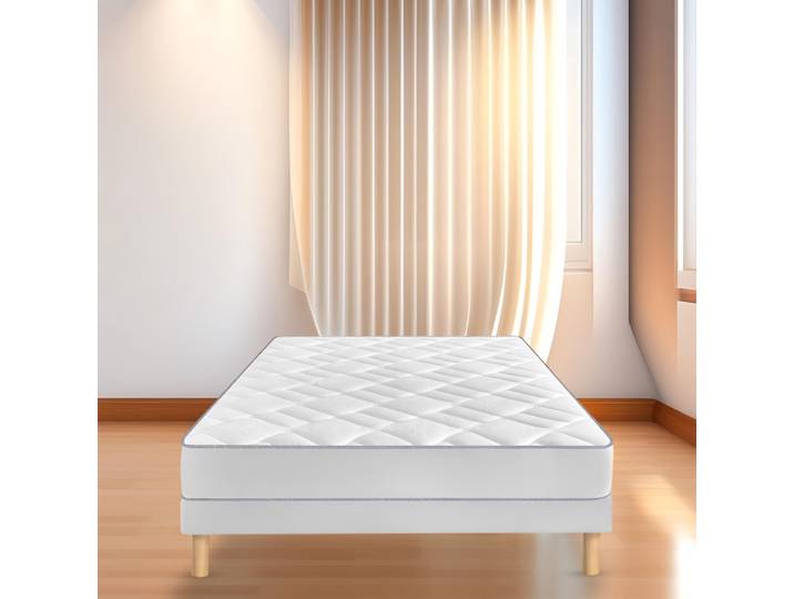 Bysommiflex - Sommier Tapissier Blanc 130x190cmfabrication Francaise Artisanalepieds Offerthauteur Avec Pieds 27cm