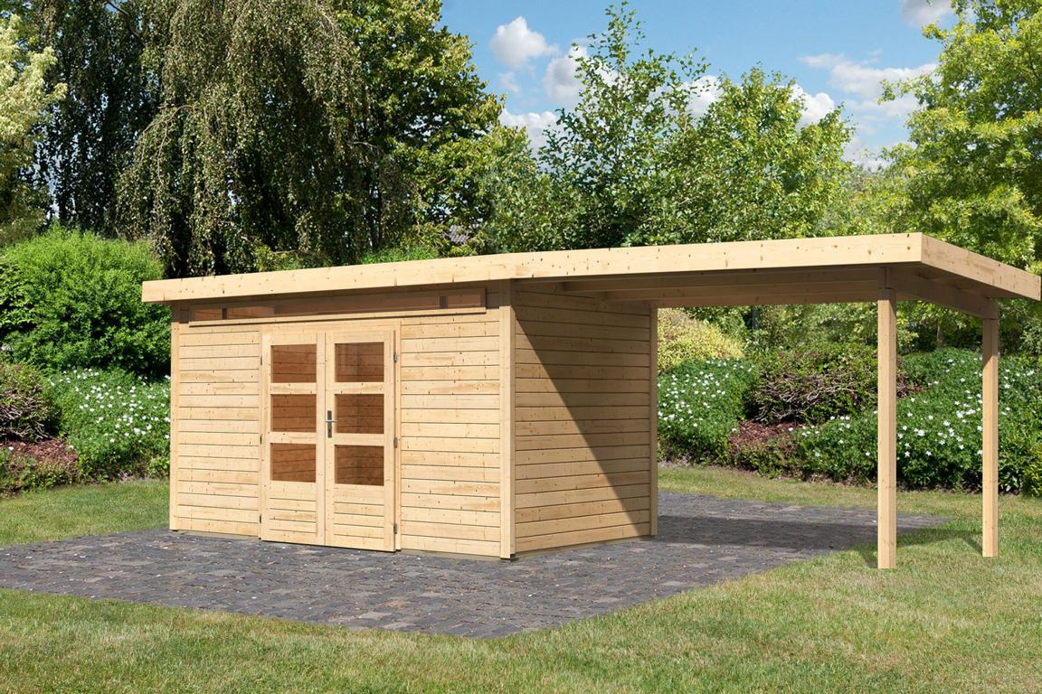 KARIBUHOLZT SH Kandern 9 natur 364x304x232 im Set mit AD 3,2 m 16905590